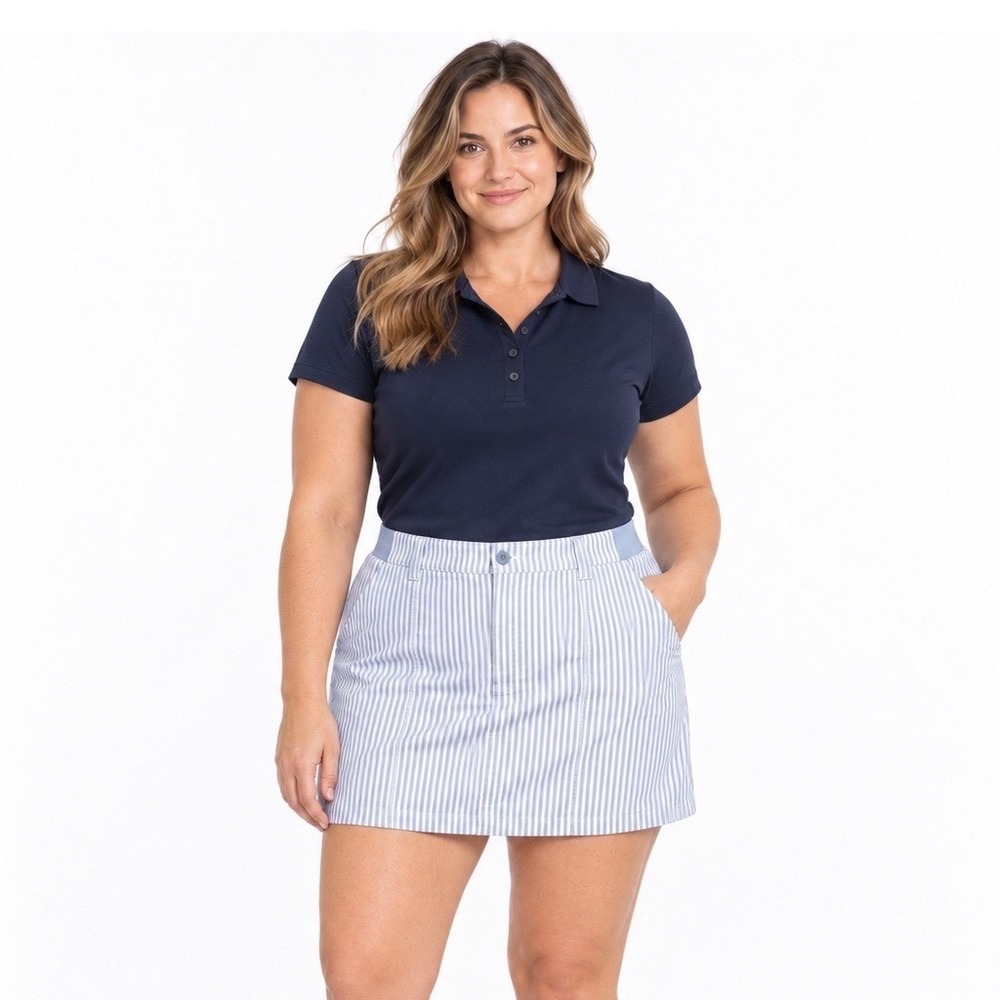 Lee Women Blue White Striped Skort Size 20 Plus Casual Golf Tennis Athleisure